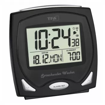 TFA Dostmann Despertador radiofónico preto com mostrador luminoso 60.2541.01