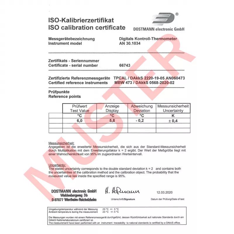 TFA Dostmann LT-102 Termómetro com cabo branco (30.1034.K)