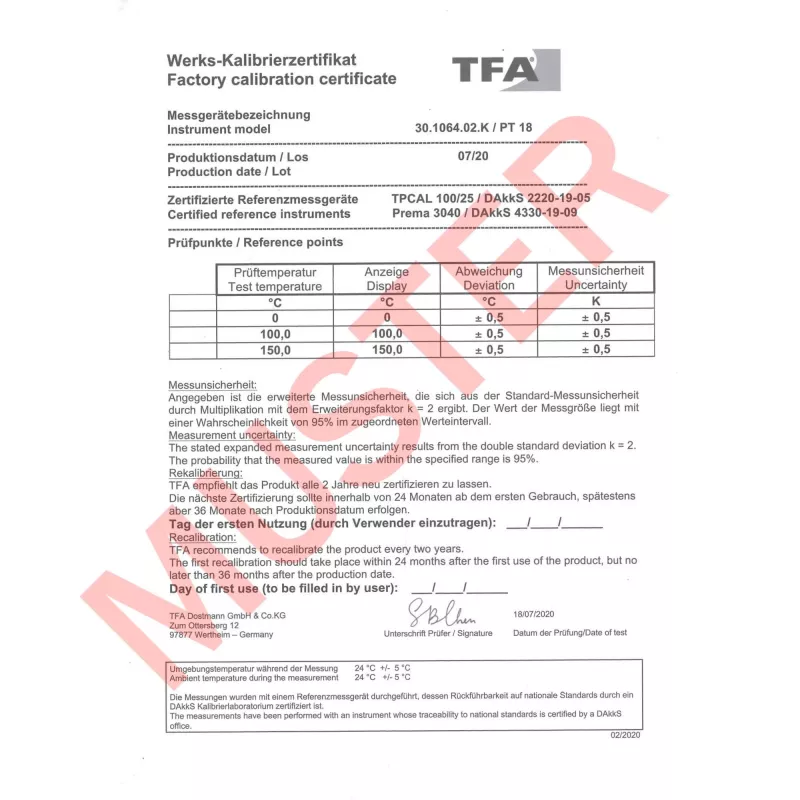 TFA Dostmann 30.1064.02.K Termómetro de mão branco °F/°C -40 a 250°C com ecrã integrado