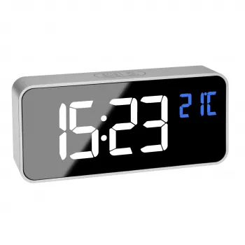 TFA Dostmann 60.2032.54 Despertador de quartzo prateado com alarme duplo