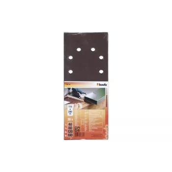 KWB 818788 Folhas de lixa grãos mistos P60 P80 P120 P180 280x115 mm pack de 30
