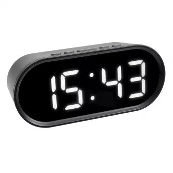 TFA Dostmann Despertador digital com dígitos LED luminosos, oval, preto, 0-50 °C, °F/°C (60.2025.01)