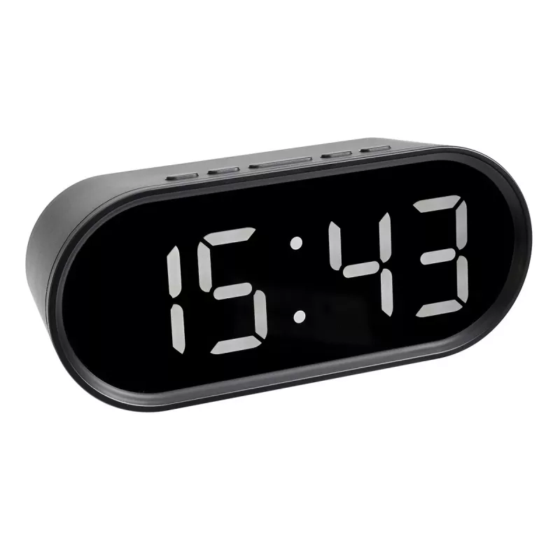 TFA Dostmann Despertador digital com dígitos LED luminosos, oval, preto, 0-50 °C, °F/°C (60.2025.01)