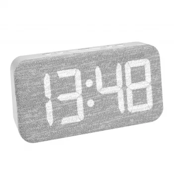 TFA Dostmann 60.2042.02 Despertador de quartzo branco, cinzento com 3 alarmes e ecrã grande