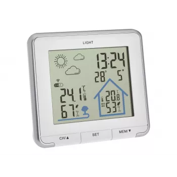 TFA Dostmann LIFE Estação meteorológica radiocontrolada com previsão 12-24h, LCD a cores, temperatura e humidade interior/exterior, relógio DCF-77, alarme de geada, 1 sensor incluído – preto 35.1153.02