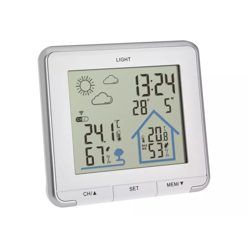 TFA Dostmann LIFE Estação meteorológica radiocontrolada com previsão 12-24h, LCD a cores, temperatura e humidade interior/exterior, relógio DCF-77, alarme de geada, 1 sensor incluído – preto 35.1153.02