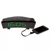 TFA Dostmann Despertador radiocontrolado com projeção e função de carregamento USB - Despertador digital - Retangular - Preto - Plástico - Hora - LED (60.5015.04)