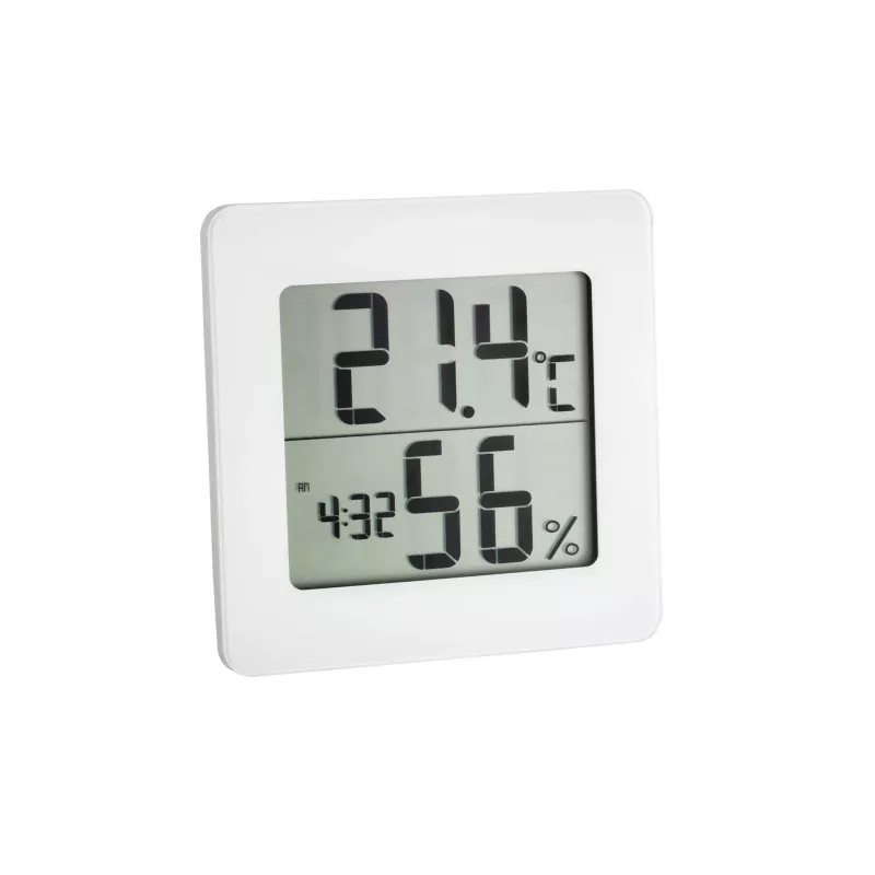 TFA DOSTMANN 30.5033.02 Termo-higrómetro digital com LCD, memória máx./mín., indicação de zonas de conforto, montagem com íman/suporte, branco