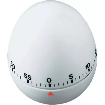TFA DOSTMANN Temporizador de cozinha em forma de ovo, mecânico, branco, 60 minutos, alarme de campainha, 60 x 74 mm 38.1002