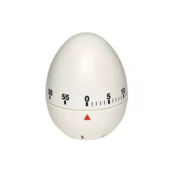 TFA DOSTMANN Temporizador de cozinha em forma de ovo, mecânico, branco, 60 minutos, alarme de campainha, 60 x 74 mm 38.1002