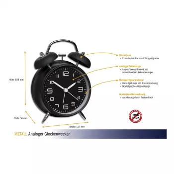 TFA Dostmann Despertador mecânico 60.1025 preto