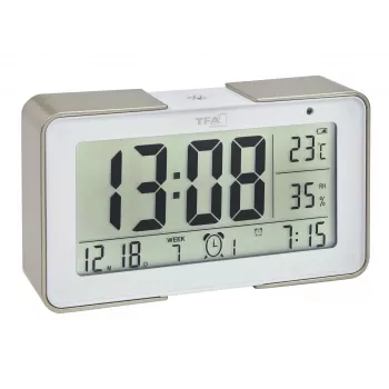 TFA Dostmann 60.2540.53 Despertador com rádio dourado/branco