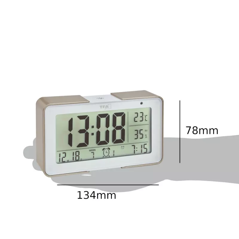 TFA Dostmann 60.2540.53 Despertador com rádio dourado/branco