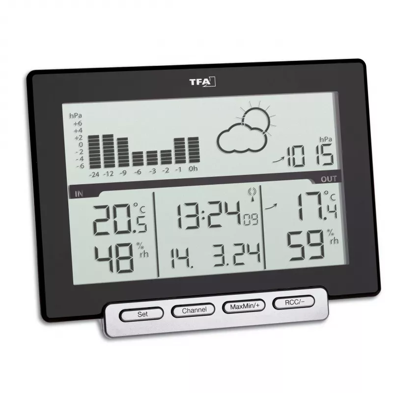 TFA Meteo Sens 35.1139.01 Estação meteorológica sem fios com previsão de 12-24 horas, fase da lua e sensor exterior