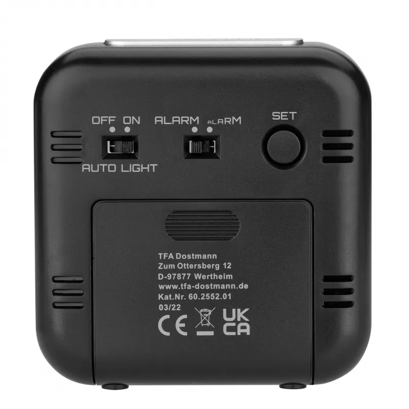 TFA Dostmann 60.2552.01 Despertador com rádio preto com alarme duplo