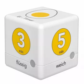 TFA Dostmann Cube Timer Temporizador de ovos digital, branco/amarelo (38.2041.07)