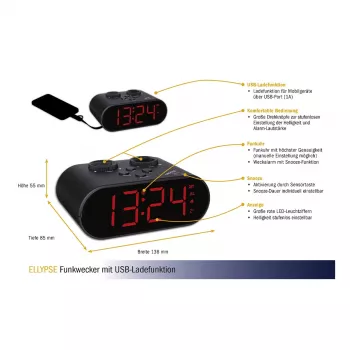 TFA Dostmann 60.2551.01 Despertador com rádio preto
