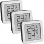 TFA Dostmann 95.2019.54 termo-higrómetro digital conjunto de 3 para monitorização do clima interior, branco/prateado