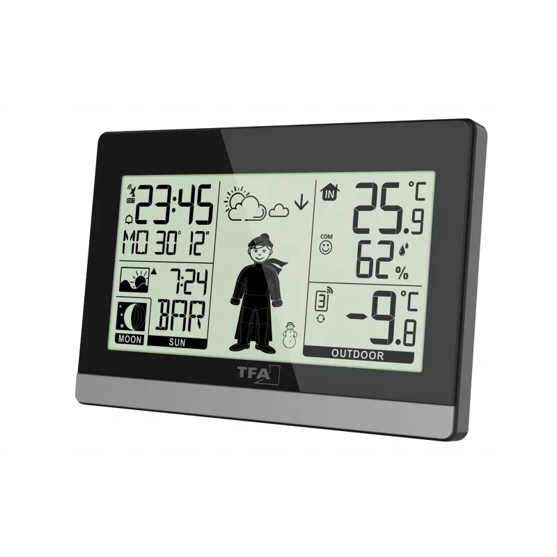 TFA Dostmann Weather Boy estação meteorológica com rádio, preta 35.010832