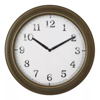 TFA Dostmann 60.3066.53 Relógio de parede exterior em metal - quartzo, latão, resistente a salpicos, 387 mm, visor grande