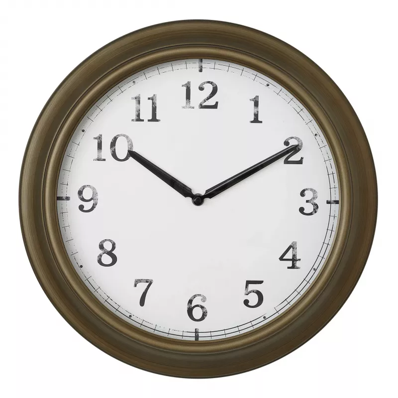 TFA Dostmann 60.3066.53 Relógio de parede exterior em metal - quartzo, latão, resistente a salpicos, 387 mm, visor grande