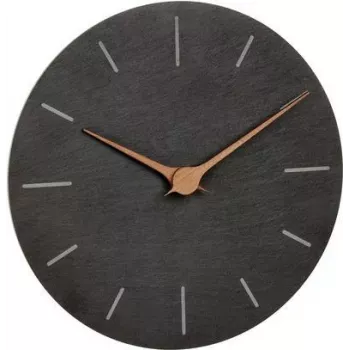 TFA Dostmann 60.3068.10 Relógio de parede de quartzo 25 cm ardósia, movimento contínuo
