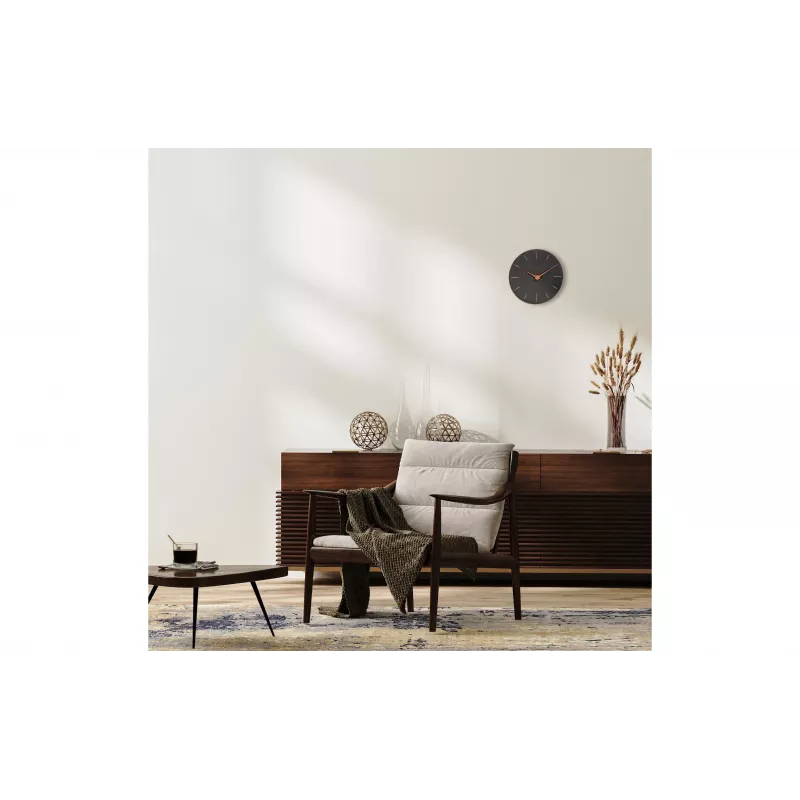 TFA Dostmann 60.3068.10 Relógio de parede de quartzo 25 cm ardósia, movimento contínuo