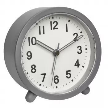 TFA Dostmann 60.1043.10 Despertador de quartzo cinzento com movimento silencioso e alarme crescendo