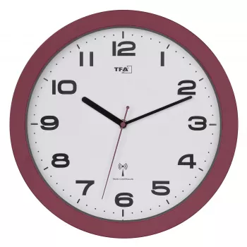 TFA Dostmann 60.3554.05 Relógio de parede sem fios, vermelho, 320 mm de diâmetro