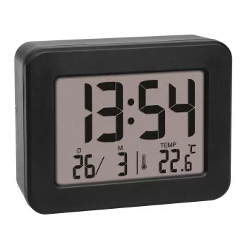 TFA 60.2044.01 Despertador de quartzo preto