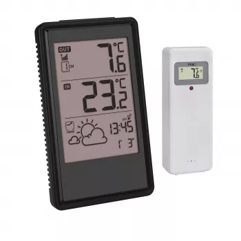 Estação meteorológica sem fios TFA Dostmann 35.1170.01 com previsão de 6-12 horas, temperatura e humidade interior/exterior, relógio controlado por rádio, suporta até 3 sensores