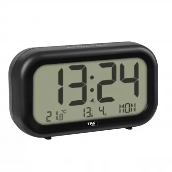 Despertador de quartzo TFA Dostmann 60.2052.01 preto alarme extra alto ecrã grande