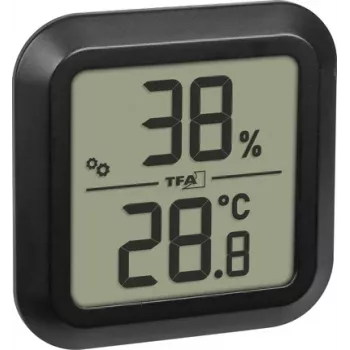 Termo-higrómetro digital TFA Dostmann para encastrar, preto 30.5061.01