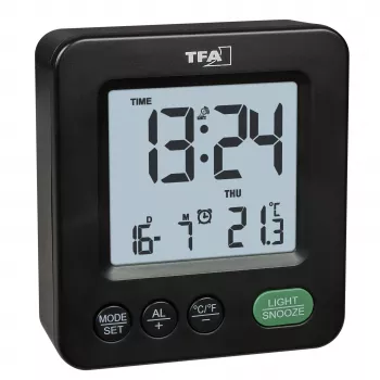 Despertador sem fios TFA Dostmann 60.2567.01 preto