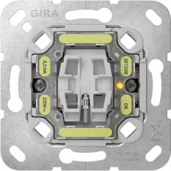 Botão GIRA 313600 com indicador LED vermelho, montagem encastrada