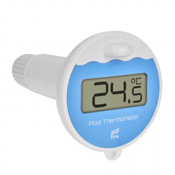 TFA Dostmann TFA.me Kit inicial de termómetro inteligente para piscina com gateway Wi-Fi e sensor flutuante de piscina, branco 35.8110.02