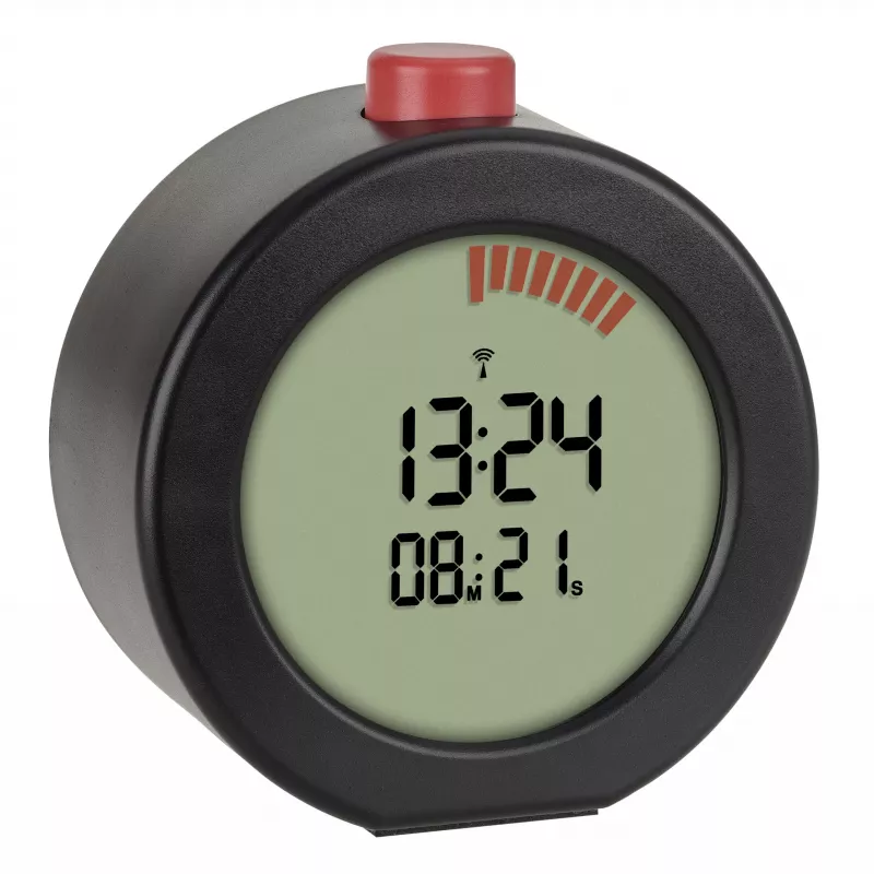 TFA Dostmann 60.2569.01 Despertador rádio-controlado, ecrã grande, temporizador, preto/vermelho