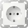 Gira System 55 tomada Schuko com tampa basculante, branco puro 418003