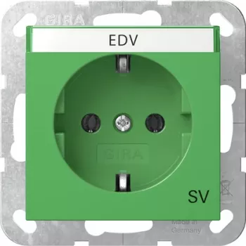 Gira 4457107 tomada Schuko com tampa basculante, proteção de contacto reforçada, System 55, verde