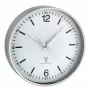 TFA DOSTMANN relógio de parede sem fios 60.3503.02, 195 mm de diâmetro, moldura de alumínio, mostrador branco, prateado