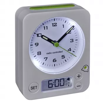 TFA Dostmann Despertador radiofrequência 60.1511.02 branco com ponteiros luminosos