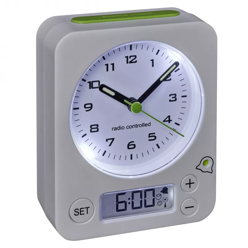 TFA Dostmann Despertador radiofrequência 60.1511.02 branco com ponteiros luminosos