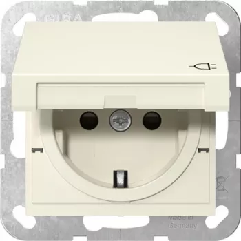 GIRA 441401 Tomada SCHUKO com tampa basculante, System 55, branco creme