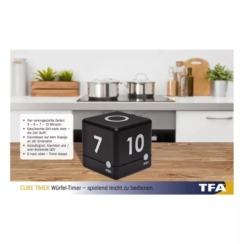 TFA Dostmann 38.2040.01 Temporizador de cozinha digital preto/branco