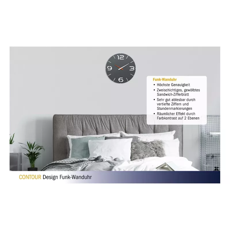 TFA Dostmann Relógio de parede radiofrequência design Contour, preto/branco (60.3536.10)