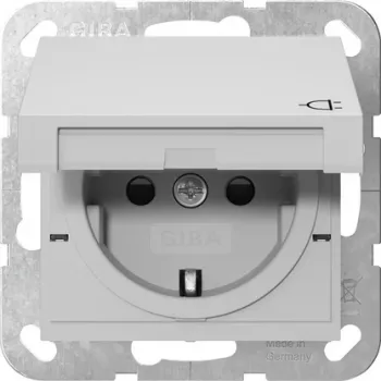 Gira System 55 Tomada SCHUKO com tampa basculante, cinzento 4414015