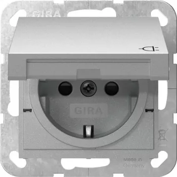 GIRA 441426 Tomada SCHUKO com tampa basculante e bloqueio, System 55, branco puro brilhante