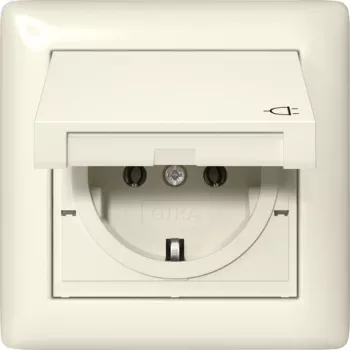 Gira 415701 Tomada SCHUKO com tampa basculante, IP44, branco puro