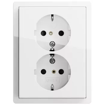 Gira tomada Schuko 2 tomadas branco puro brilhante 0783112