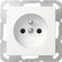 GIRA 448527 Tomada Schuko com tampa basculante e campo de identificação, System 55, branco puro